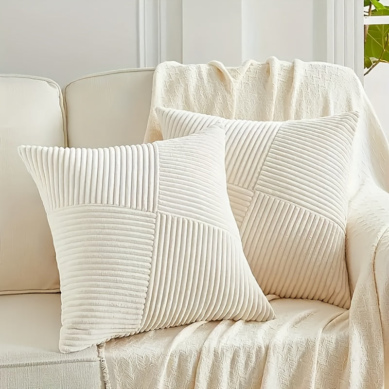 Bohemian Corduroy Throw Pillow Covers – Set of 2, Soft & Stylish, Machine Washable.