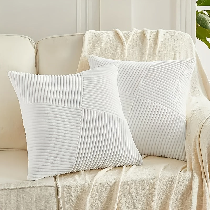 Bohemian Corduroy Throw Pillow Covers – Set of 2, Soft & Stylish, Machine Washable.