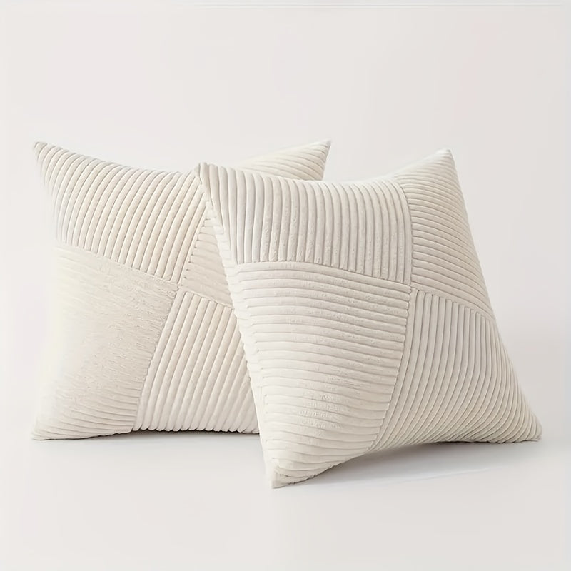 Bohemian Corduroy Throw Pillow Covers – Set of 2, Soft & Stylish, Machine Washable.