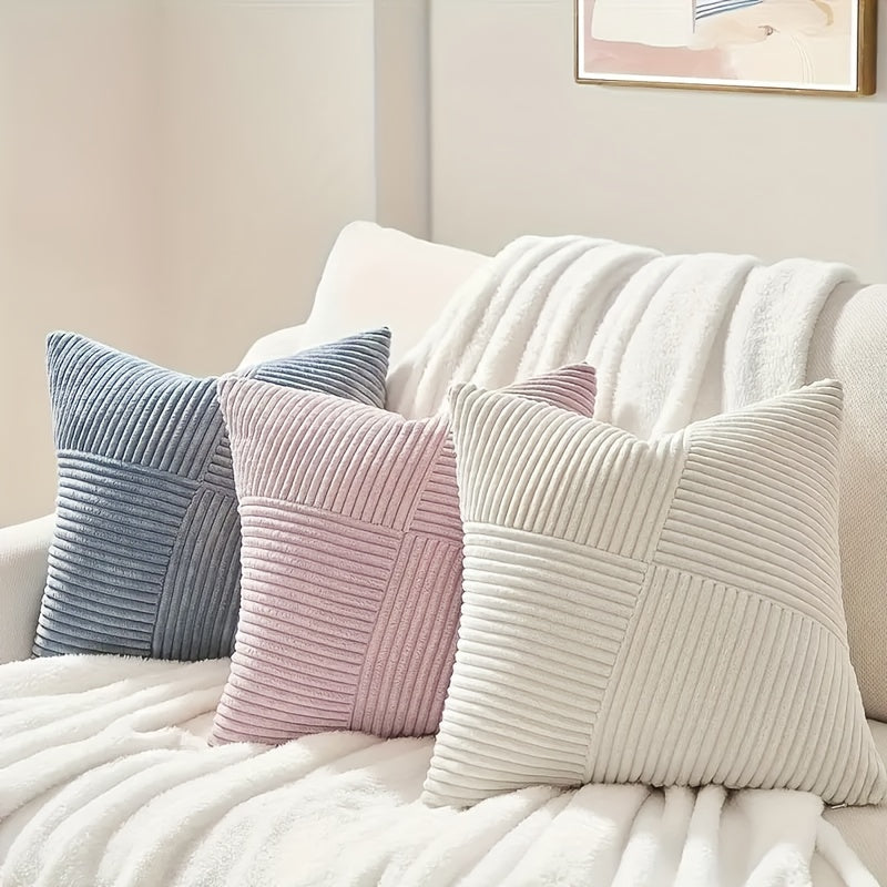 Bohemian Corduroy Throw Pillow Covers – Set of 2, Soft & Stylish, Machine Washable.